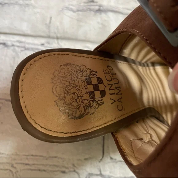 Vince Camuto Brown Leather Eliana Strappy Sandal Heels - Picture 7 of 7